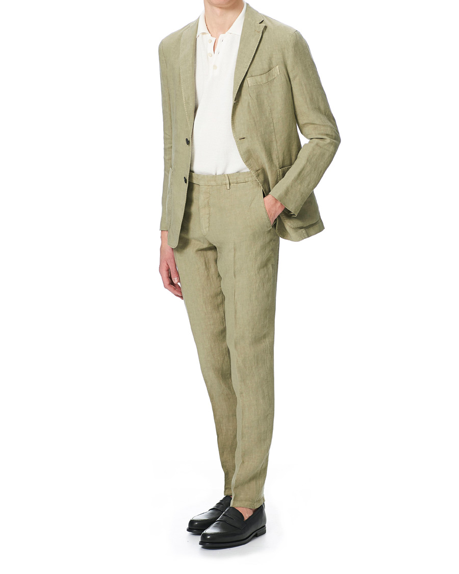 Mies | Puvut | Boglioli | K Jacket Patch Pocket Linen Suit Sage Green