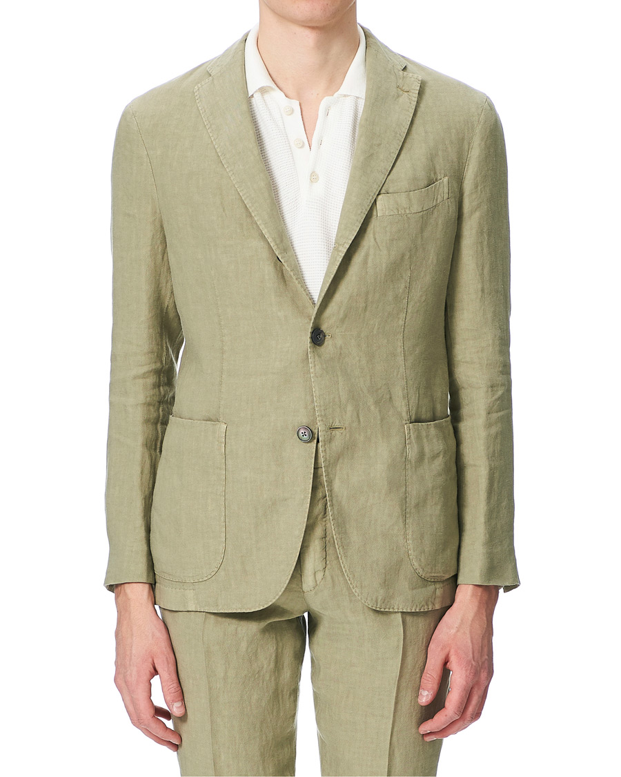 Mies | Puvut | Boglioli | K Jacket Patch Pocket Linen Suit Sage Green