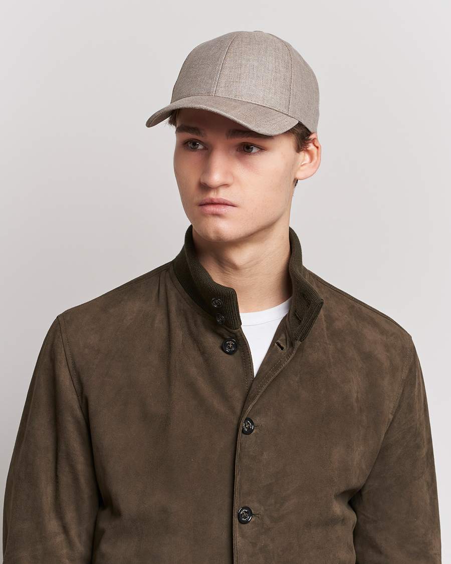 Mies |  | Varsity Headwear | Linen Baseball Cap Argent Khaki