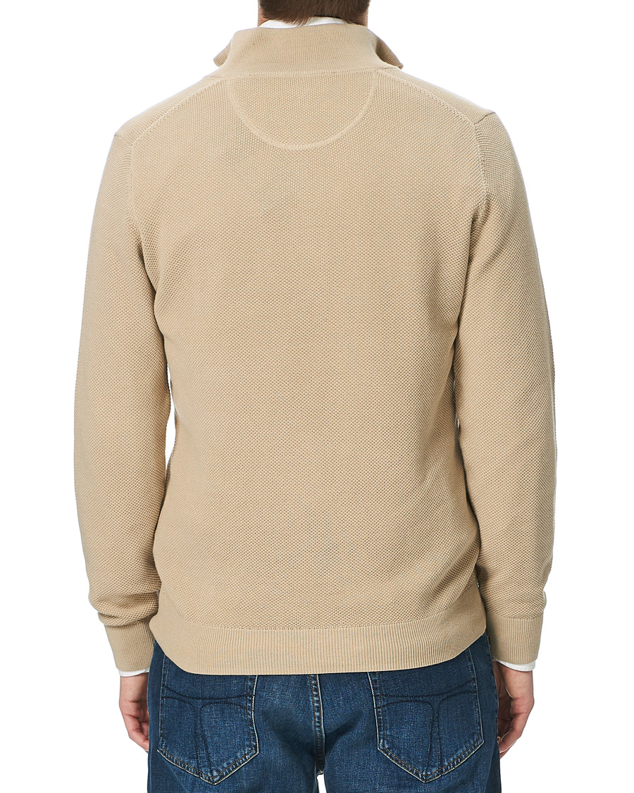 Mies | Puserot | GANT | Cotton Pique Half-Zip Sweater Dry Sand