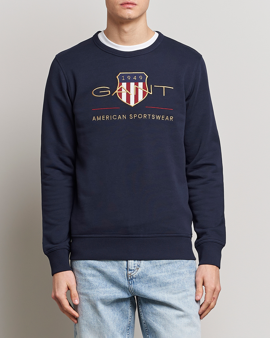 Mies | GANT | GANT | Archive Shield Crew Neck Sweatershirt Evening Blue