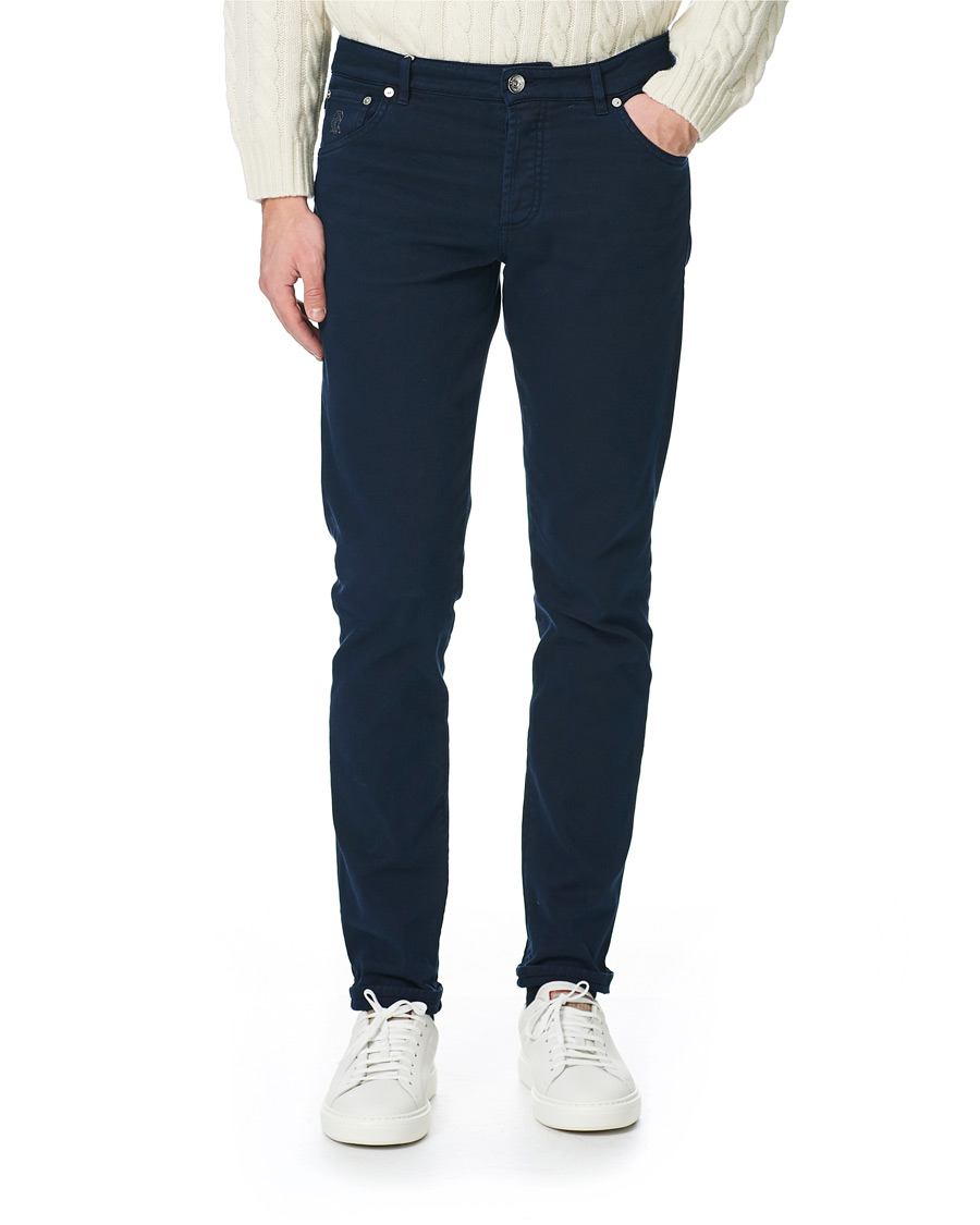 Mies | Quiet Luxury | Brunello Cucinelli | Slim Fit 5-Pocket Twill Pants Navy