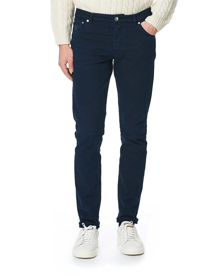 Mies | Housut | Brunello Cucinelli | Slim Fit 5-Pocket Twill Pants Navy