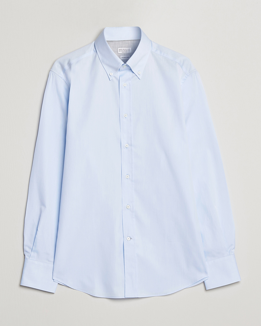 Mies | Kauluspaidat | Brunello Cucinelli | Slim Fit Twill Button Down Shirt Light Blue