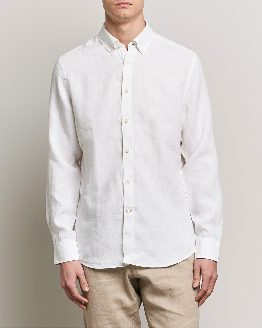 Mies | Joululahjavinkkejä | Morris | Douglas Linen Button Down Shirt White