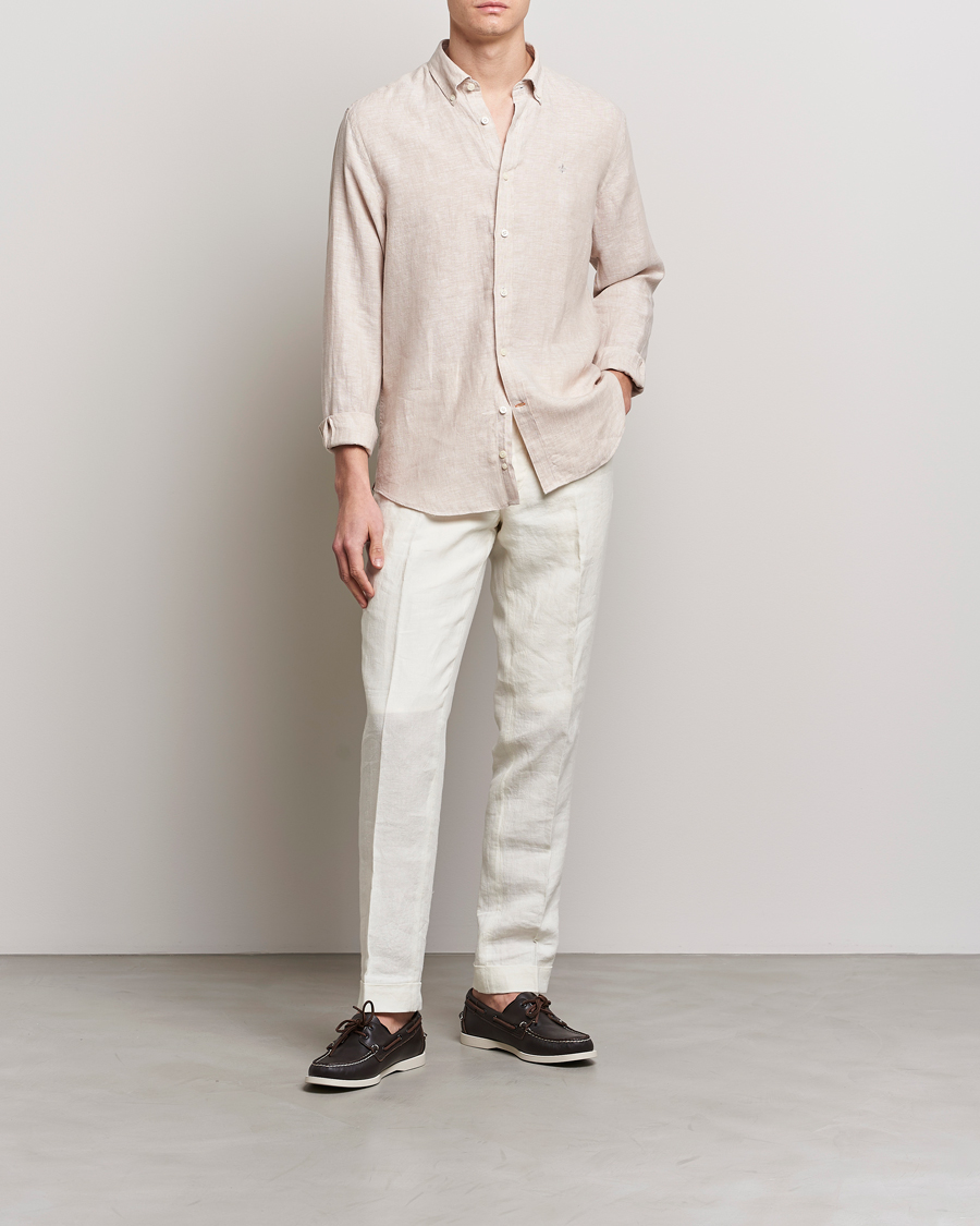 Mies | Kauluspaidat | Morris | Douglas Linen Button Down Shirt Khaki