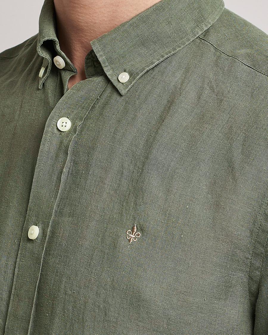 Mies | Kauluspaidat | Morris | Douglas Linen Button Down Shirt Olive