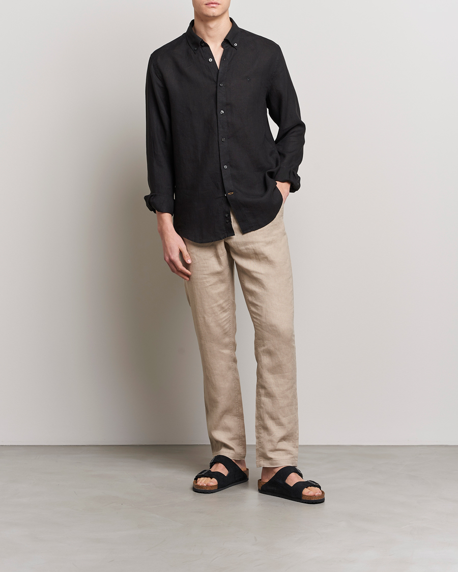 Mies | Kauluspaidat | Morris | Douglas Linen Button Down Shirt Black