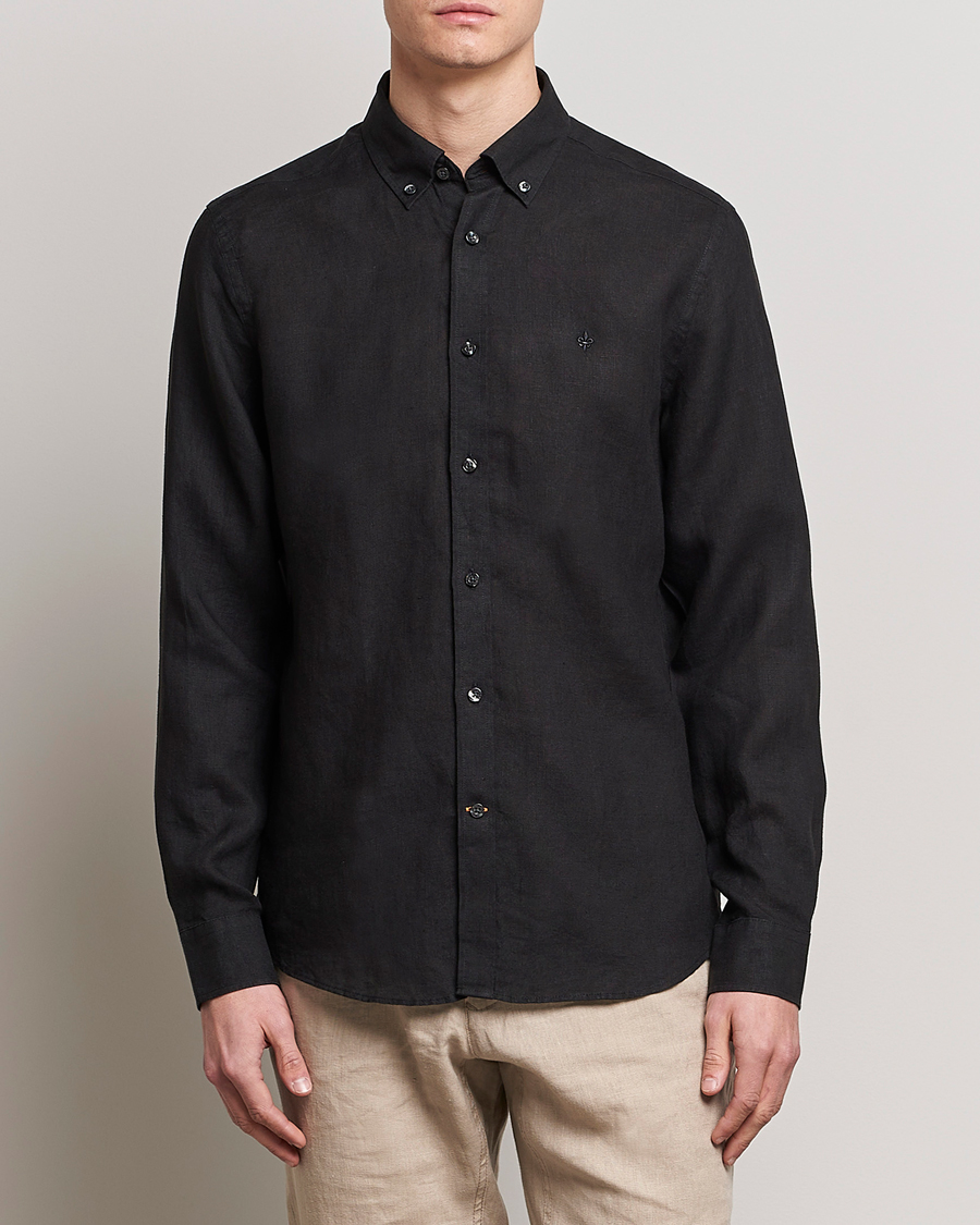 Mies | Kauluspaidat | Morris | Douglas Linen Button Down Shirt Black