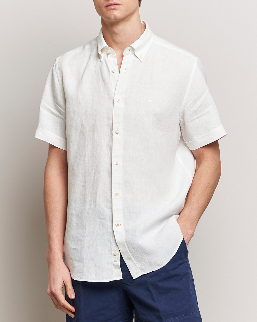 Mies | Preppy Authentic | Morris | Douglas Linen Short Sleeve Shirt White