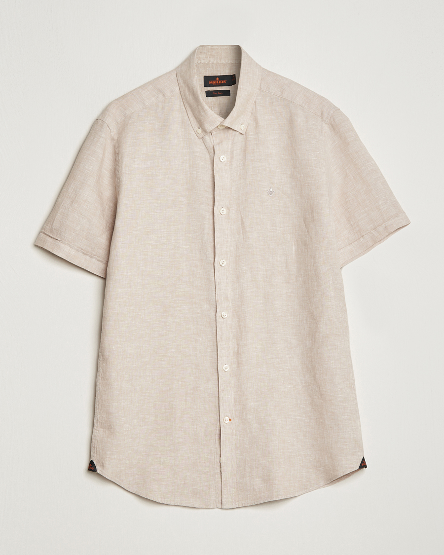 Mies | Kauluspaidat | Morris | Douglas Short Sleeve Linen Shirt Khaki XL