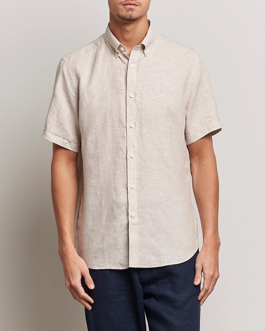 Mies | Morris | Morris | Douglas Linen Short Sleeve Shirt Khaki