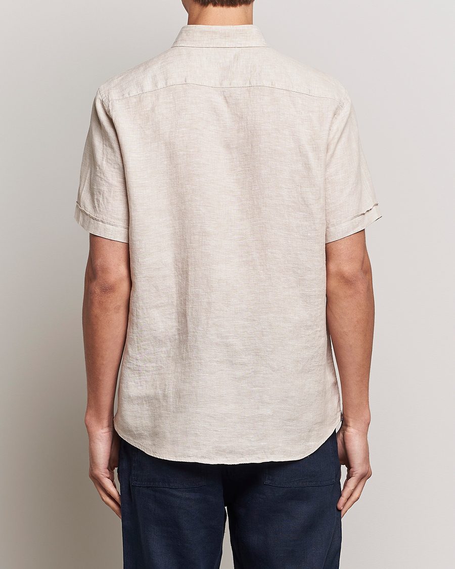Mies | Kauluspaidat | Morris | Douglas Short Sleeve Linen Shirt Khaki XL