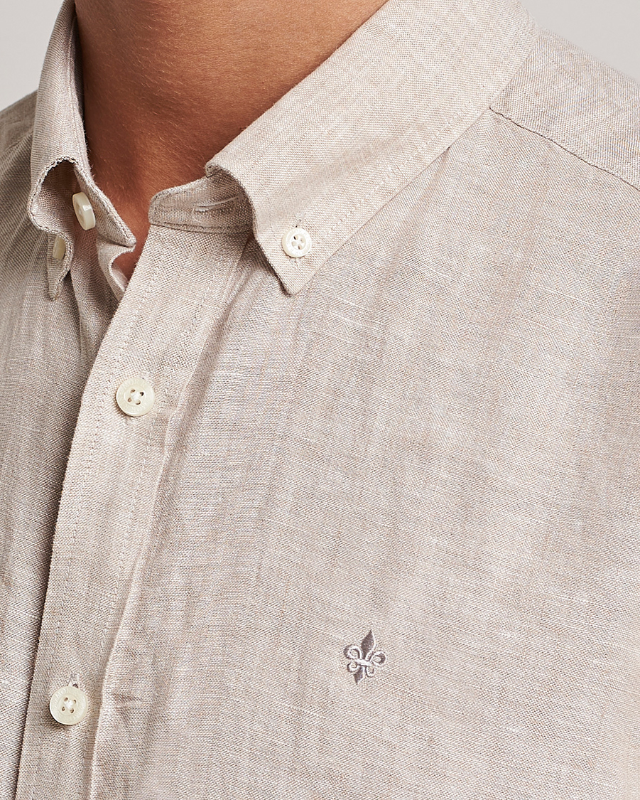 Mies | Kauluspaidat | Morris | Douglas Short Sleeve Linen Shirt Khaki XL