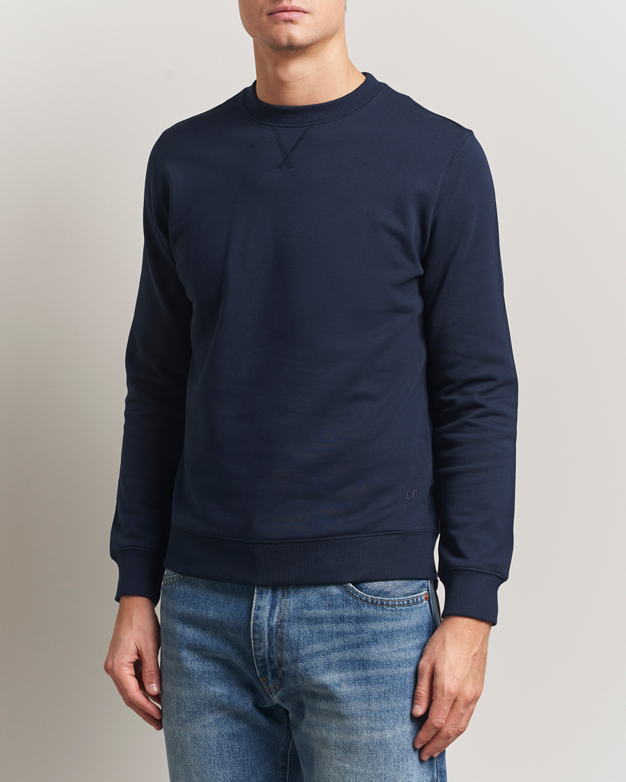 Mies | Puserot | Stenströms | Cotton Collage Crew Neck Navy