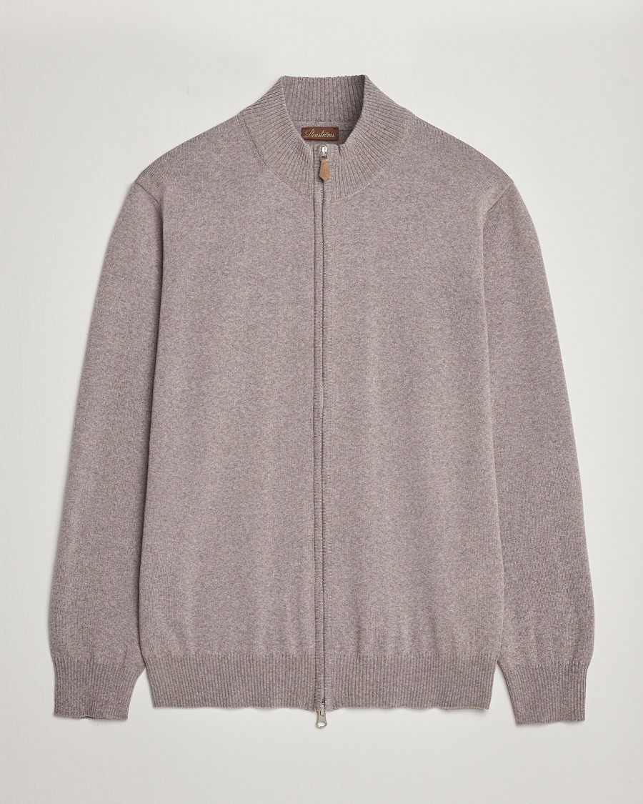 Mies | Puserot | Stenströms | Merino Wool Full Zip Mud Brown