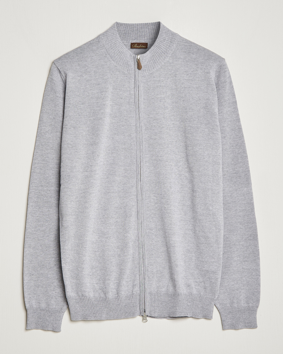 Mies | Puserot | Stenströms | Merino Wool Full Zip Light Grey