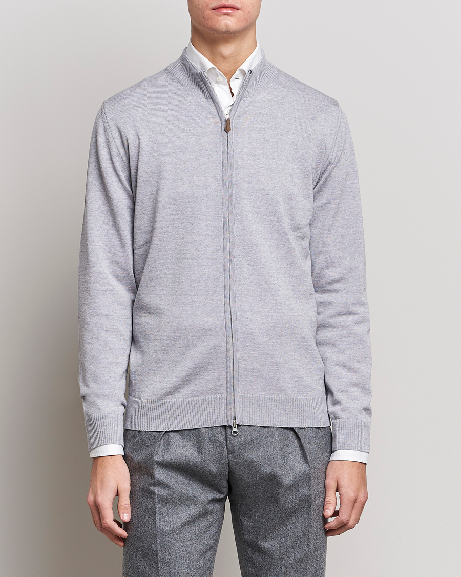 Mies | Alennusmyynti vaatteet | Stenströms | Merino Wool Full Zip Light Grey