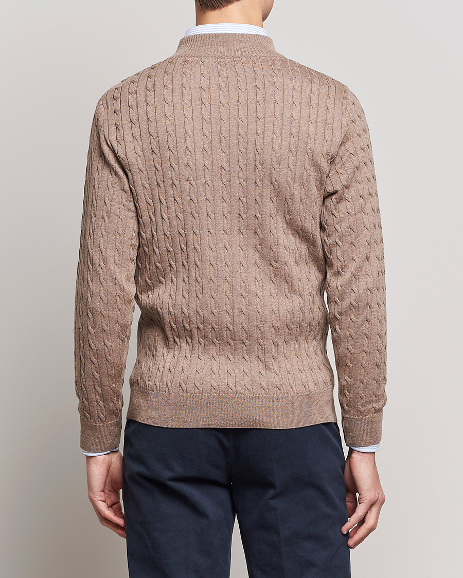 Mies | Puserot | Stenströms | Merino Wool Cable Half Zip Camel