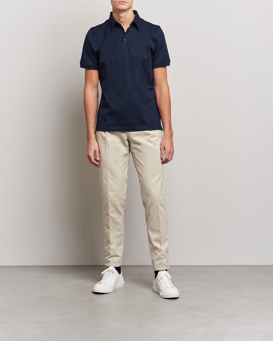 Mies | Business & Beyond | Stenströms | Cotton Polo Shirt Navy