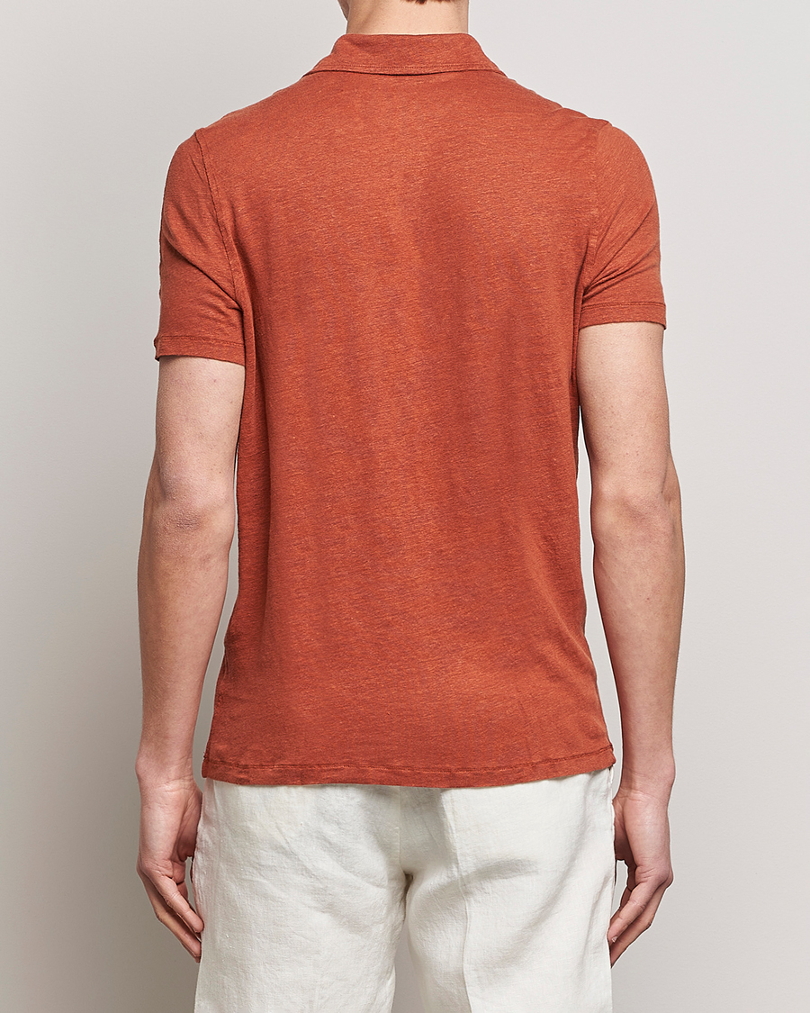 Mies | Pikeet | Stenströms | Linen Polo Shirt Rust