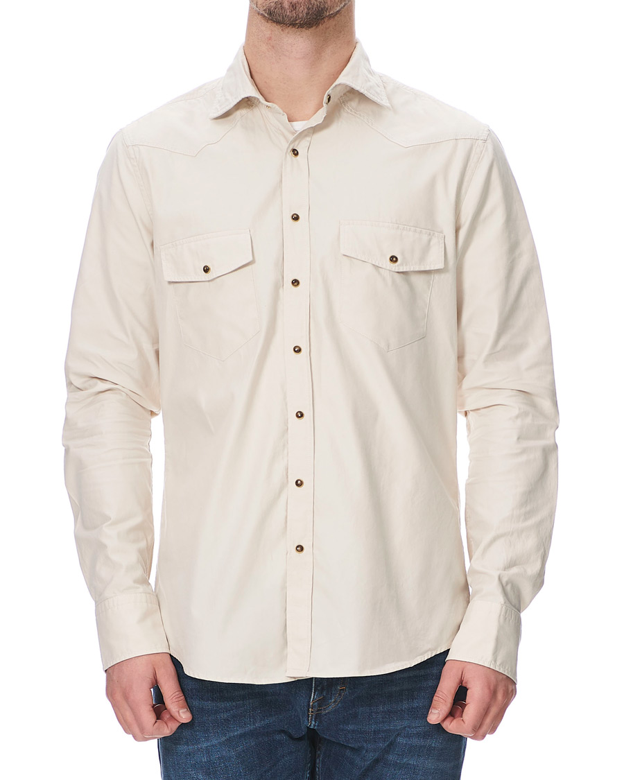 Mies | Kauluspaidat | Stenströms | Slimline Twill Western Shirt Beige