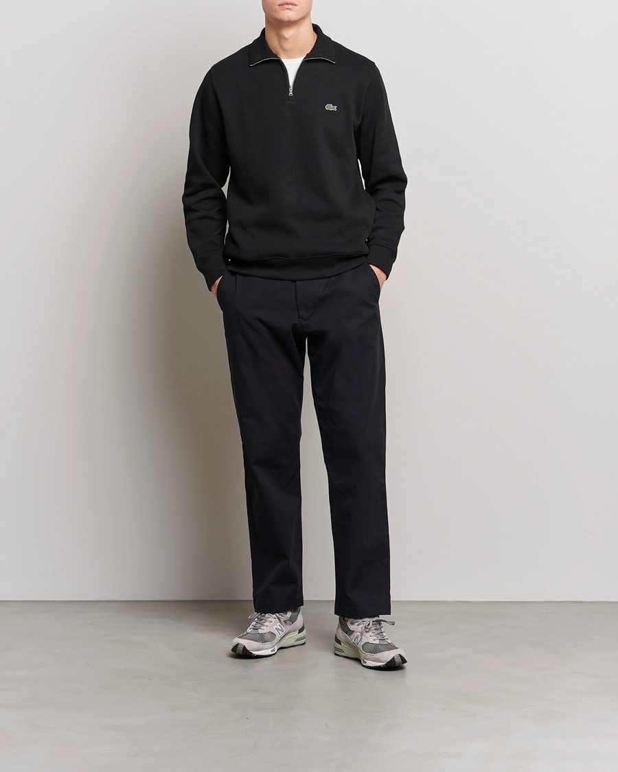 Mies | Puserot | Lacoste | Rib Interlock Half Zip Black