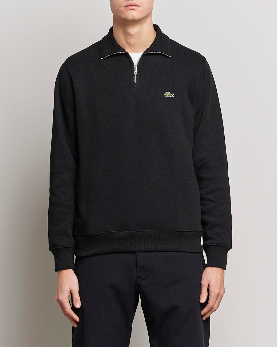 Mies | Puserot | Lacoste | Rib Interlock Half Zip Black