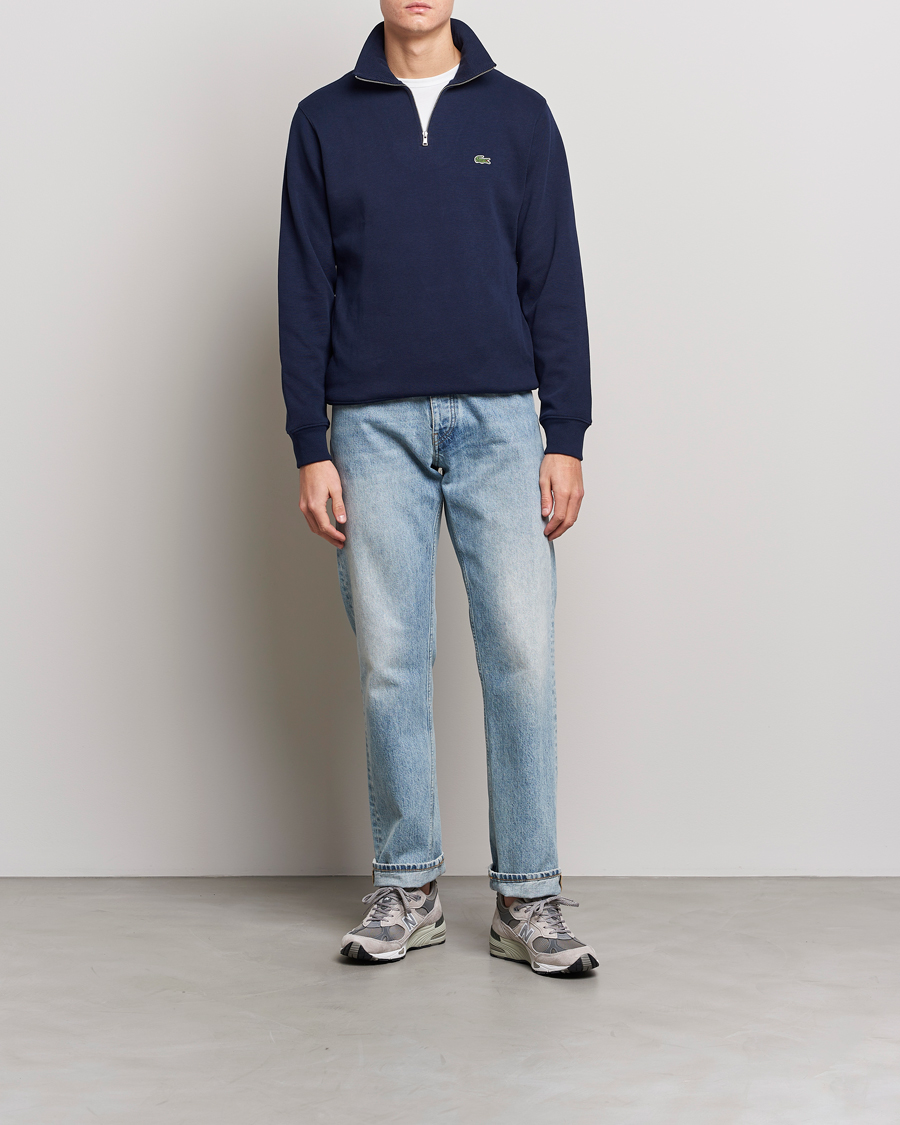 Mies | Puserot | Lacoste | Rib Interlock Half Zip Navy