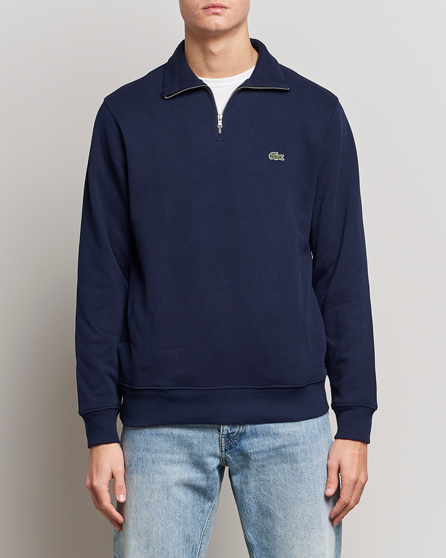 Mies | Puserot | Lacoste | Rib Interlock Half Zip Navy