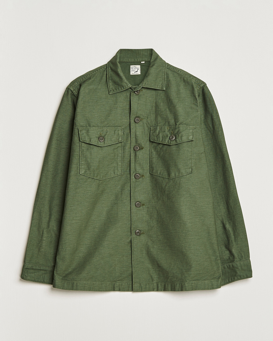 Mies |  | orSlow | Cotton Sateen US Army Overshirt Green