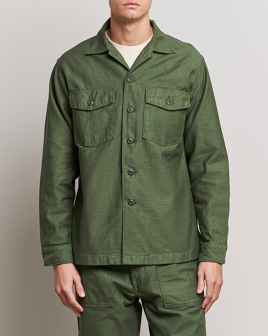 Mies | Paitatakit | orSlow | Cotton Sateen US Army Overshirt Army Green