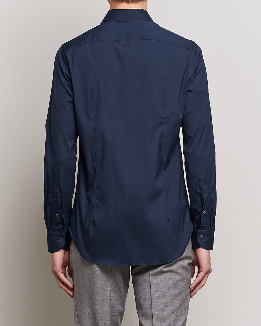 Mies | Kauluspaidat | Canali | Slim Fit Cotton/Stretch Shirt Navy