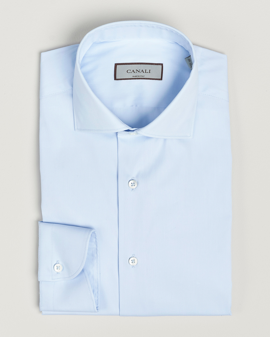 Mies | Kauluspaidat | Canali | Slim Fit Cotton/Stretch Shirt Light Blue