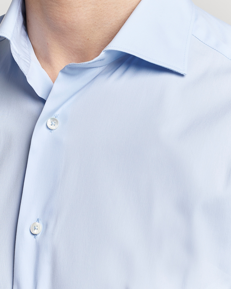 Mies | Kauluspaidat | Canali | Slim Fit Cotton/Stretch Shirt Light Blue