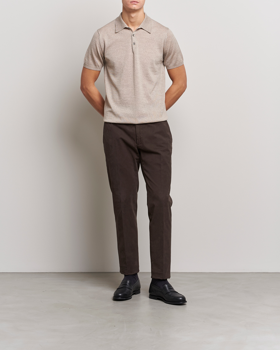 Mies |  | Morris Heritage | Short Sleeve Knitted Polo Shirt Khaki