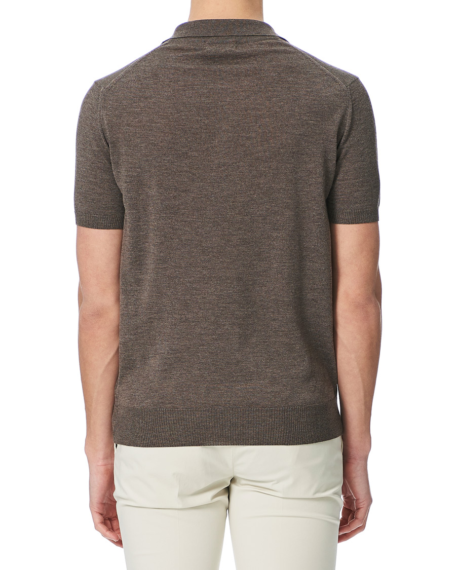 Mies | Pikeet | Morris Heritage | Short Sleeve Knitted Polo Shirt Brown