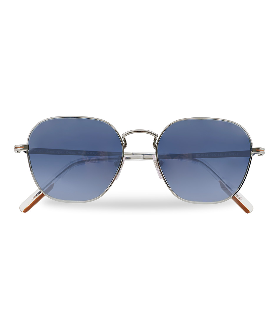 Miehet |  | Ermenegildo Zegna | EZ0174 Sunglasses Shiny Palladium/Blue Mirror