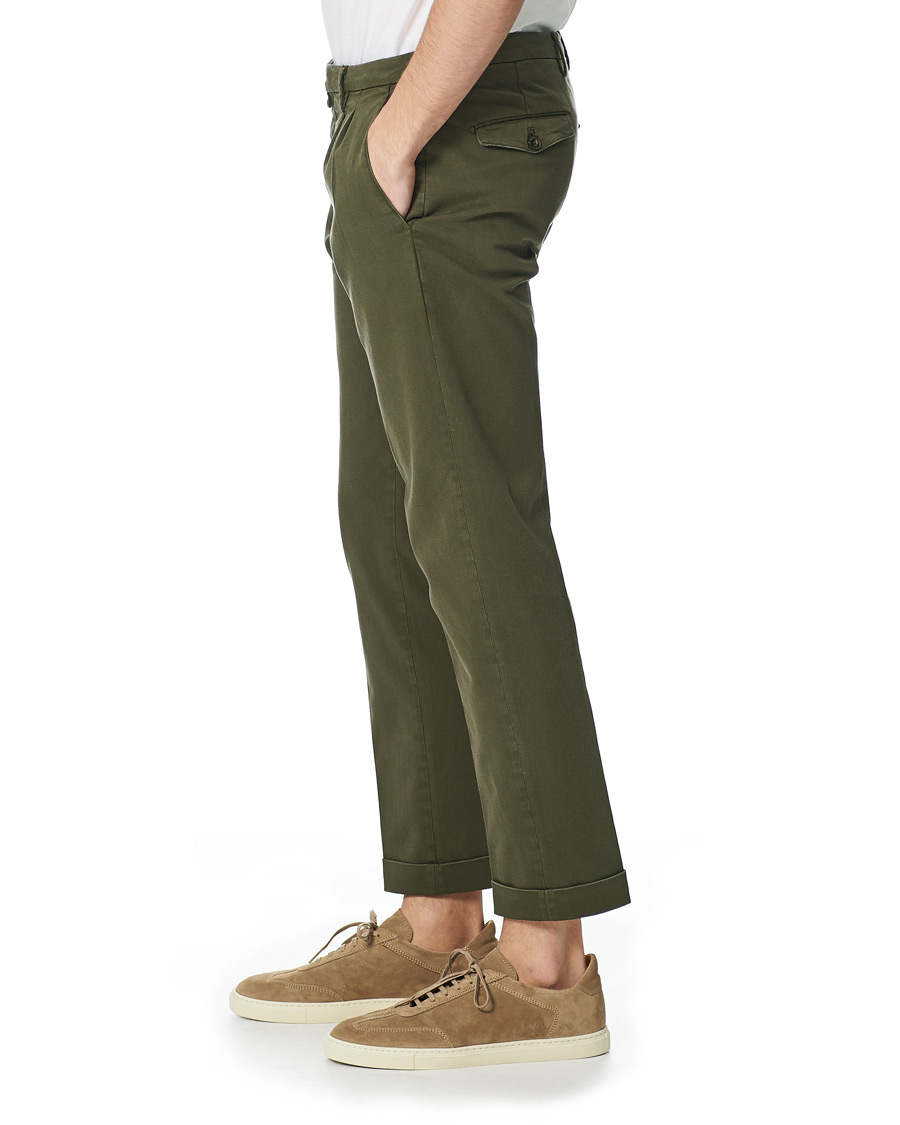 Mies | Housut | Briglia 1949 | Easy Fit Pleated Cotton Chinos Olive