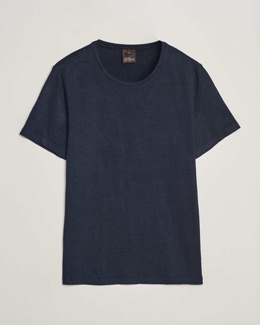 Mies | T-paidat | Oscar Jacobson | Kyran Linen T-Shirt Navy