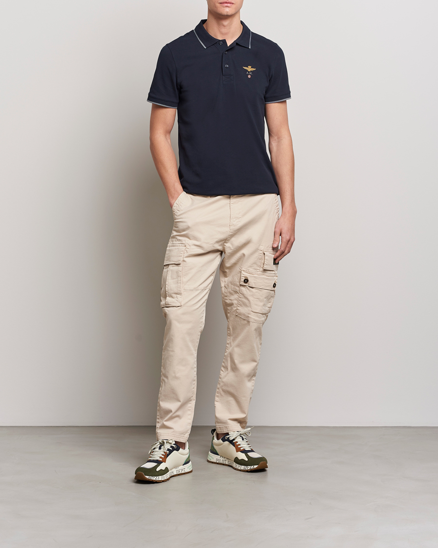 Mies | Pikeet | Aeronautica Militare | Garment Dyed Cotton Polo Navy