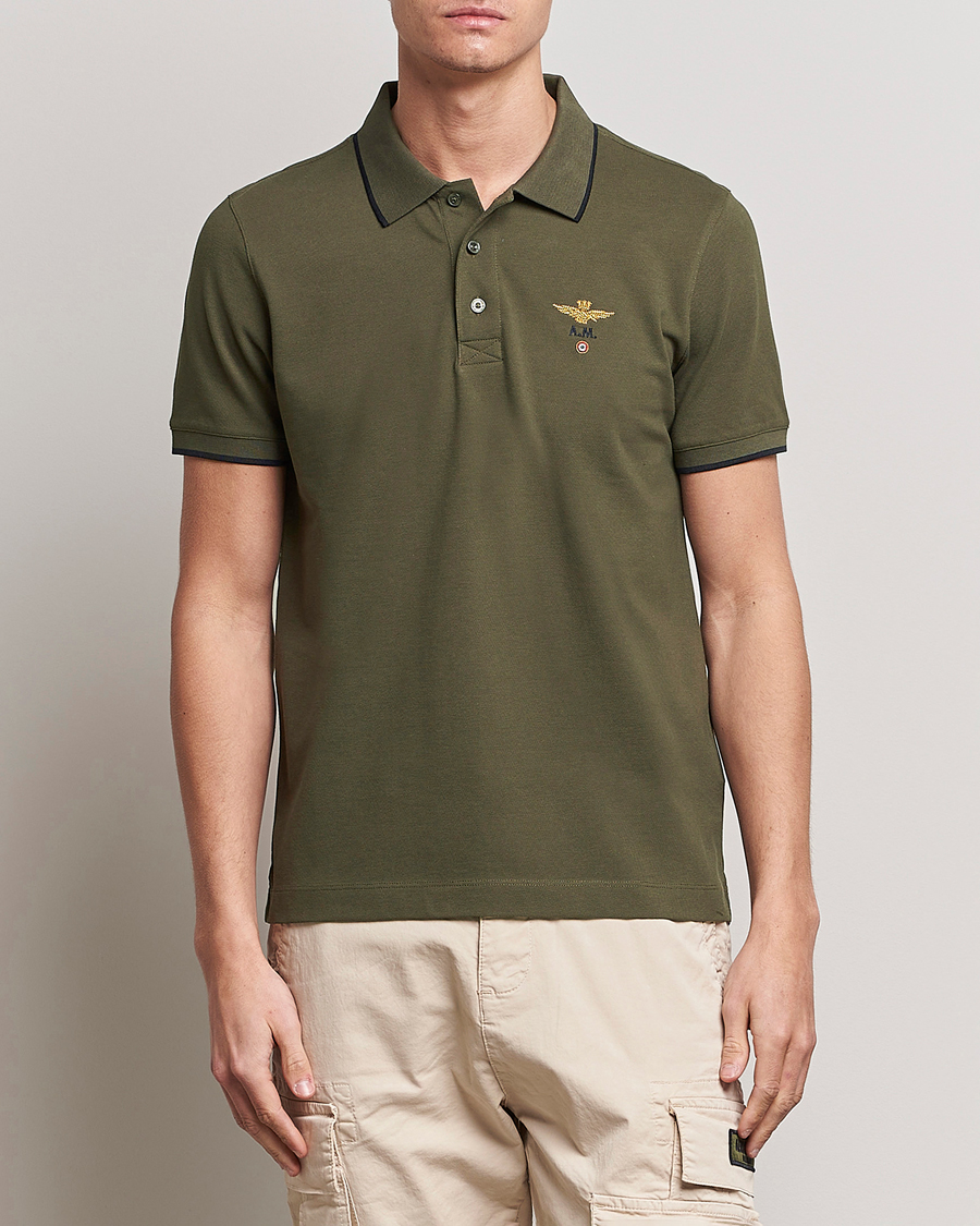 Mies |  | Aeronautica Militare | Garment Dyed Cotton Polo Green