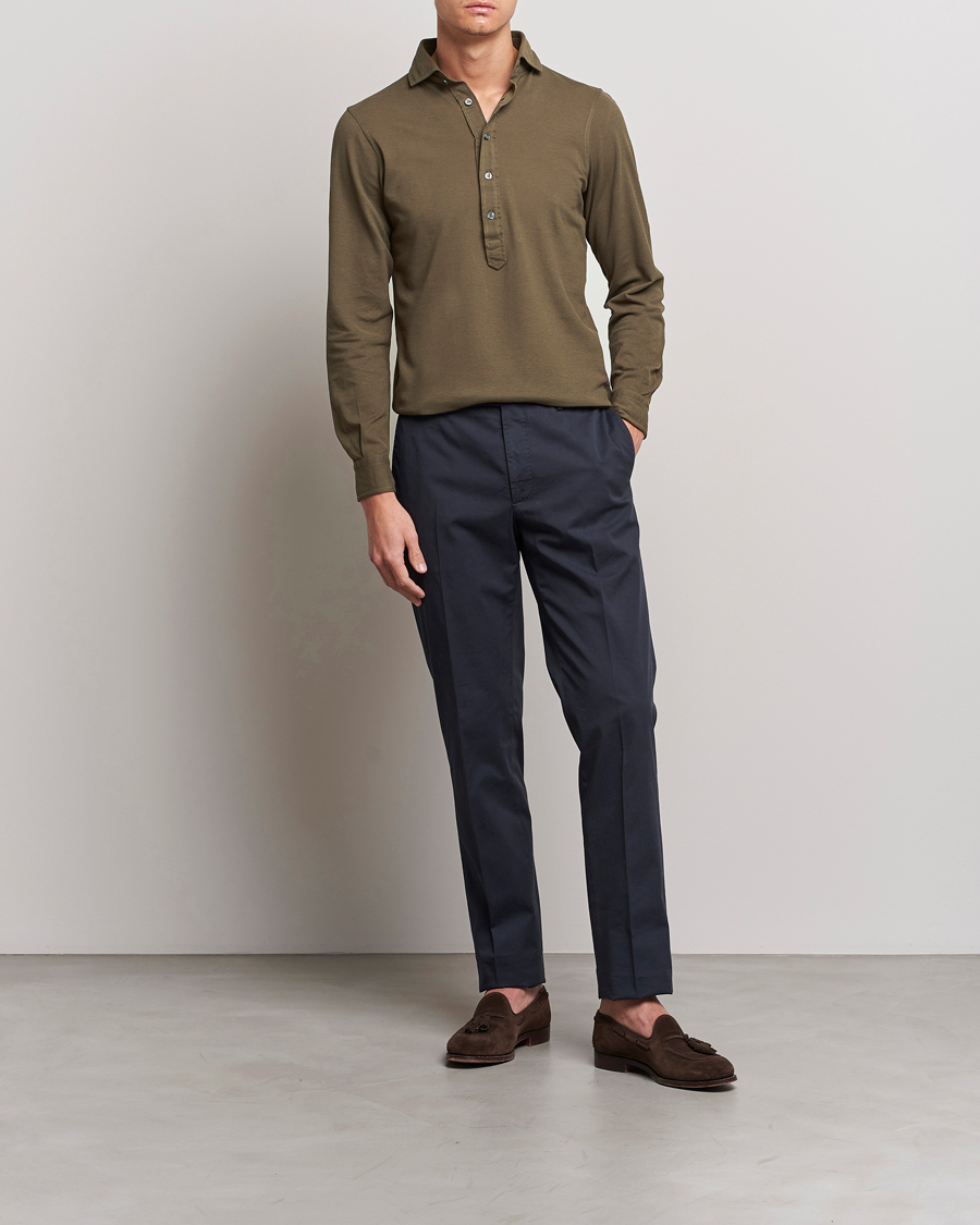 Mies | Kauluspaidat | Gran Sasso | Popover Shirt Dark Brown