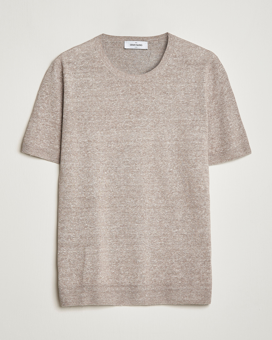 Mies | T-paidat | Gran Sasso | Cotton/Linen Knitted Tee Beige