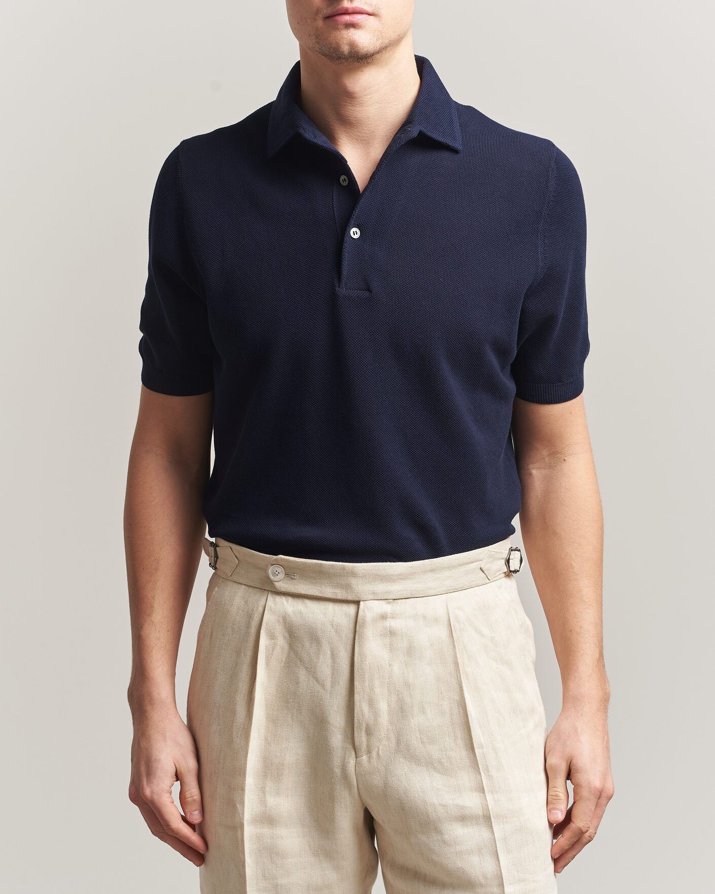 Mies | Pikeet | Gran Sasso | Structured Cotton Polo Navy
