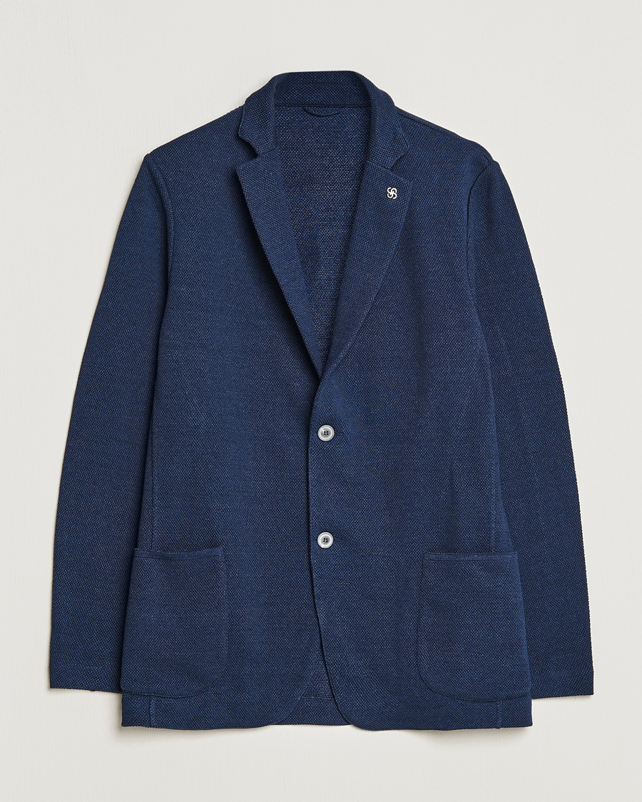 Mies | Pikkutakit | Gran Sasso | Structured Cotton/Linen Blazer Navy