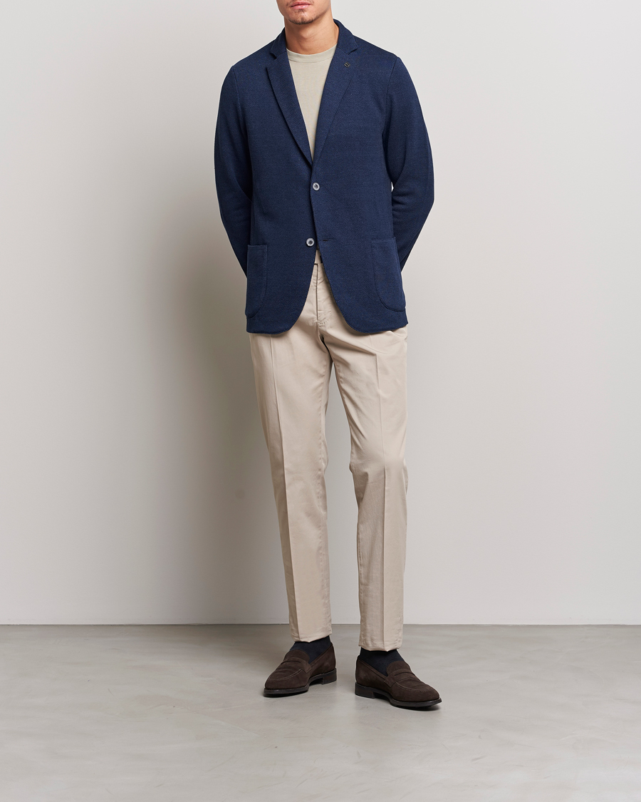 Mies | Pikkutakit | Gran Sasso | Structured Cotton/Linen Blazer Navy