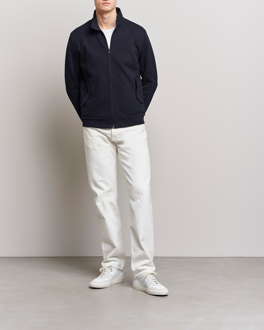 Mies | Takit | Harris Wharf London | Loro Piana Cavalry Twill Harrington Jacket Dark Blue