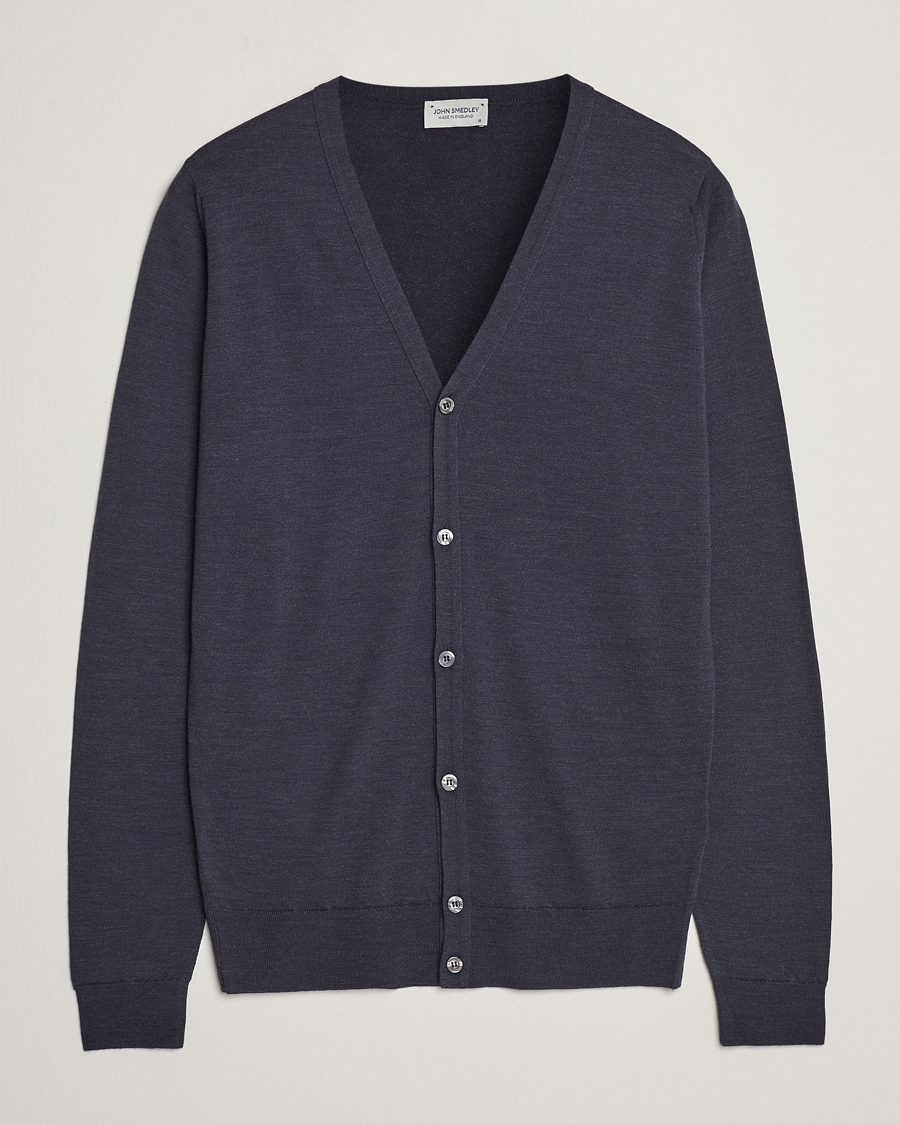Mies | Puserot | John Smedley | Petworth Extra Fine Merino Cardigan Hepburn Smoke