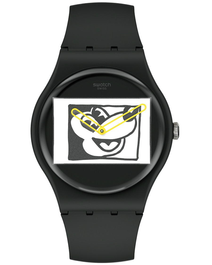 Mies | Swatch Swatch x Keith Haring Mickey Blanc sur Noir | Swatch | x Keith Haring Mickey Blanc sur Noir